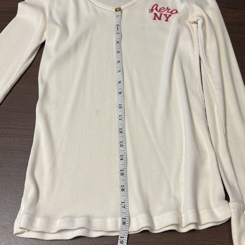 Aeropostale White Long Sleeve Tee with Sparkly Pink Logo - Picture 6 of 8